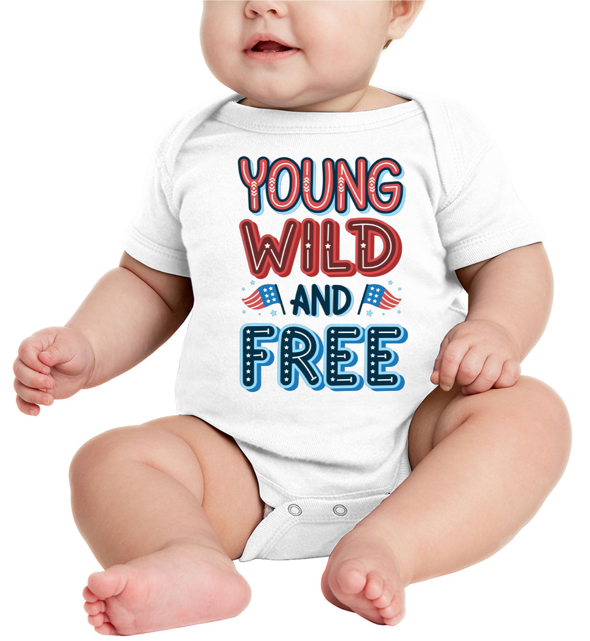 Young Wild And Free Patriotic Baby Onesie