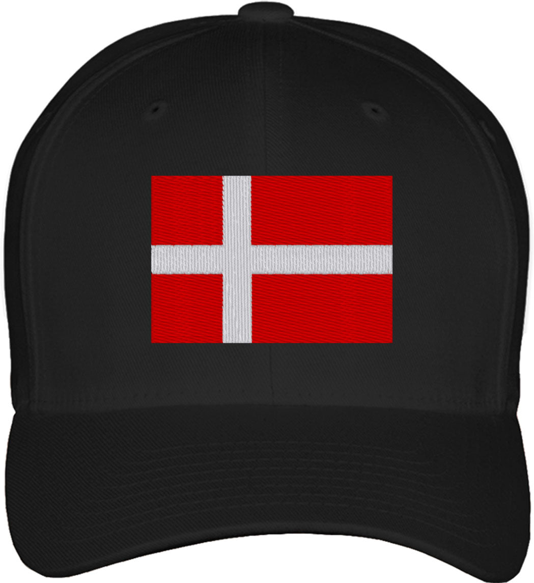 Denmark Flag Fitted Baseball Cap