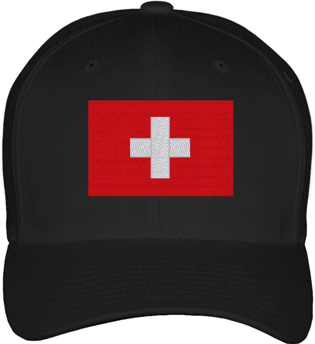 Switzerland Flag Fitted Baseball Cap