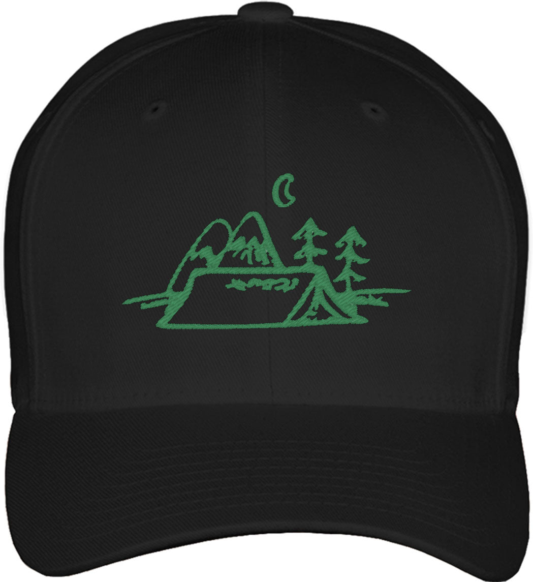 Camping Theme Fitted Baseball Cap