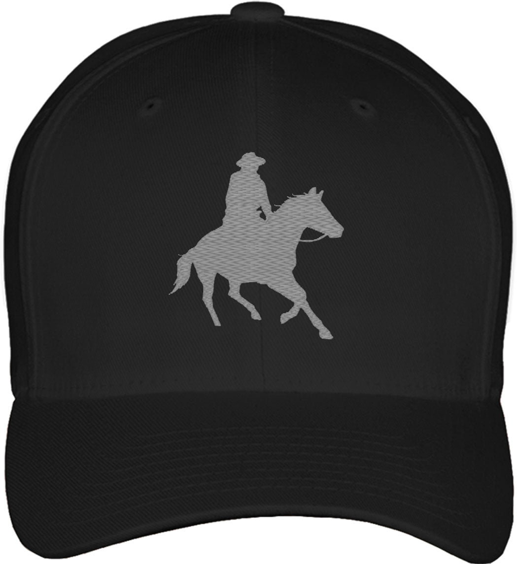 Cowboy And Horse Silhouette Fitted Baseball Cap