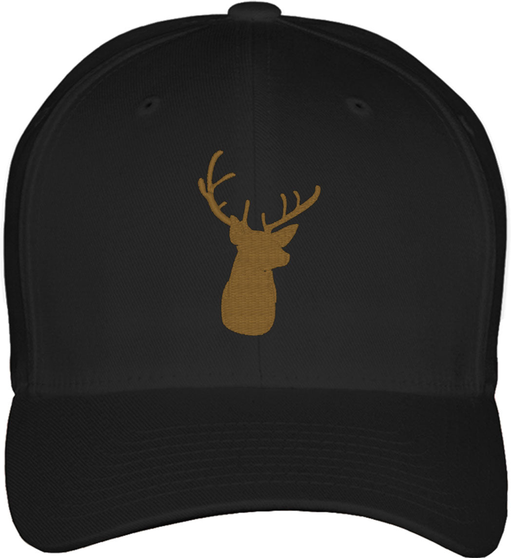 Deer Head Silhouette Fitted Baseball Cap