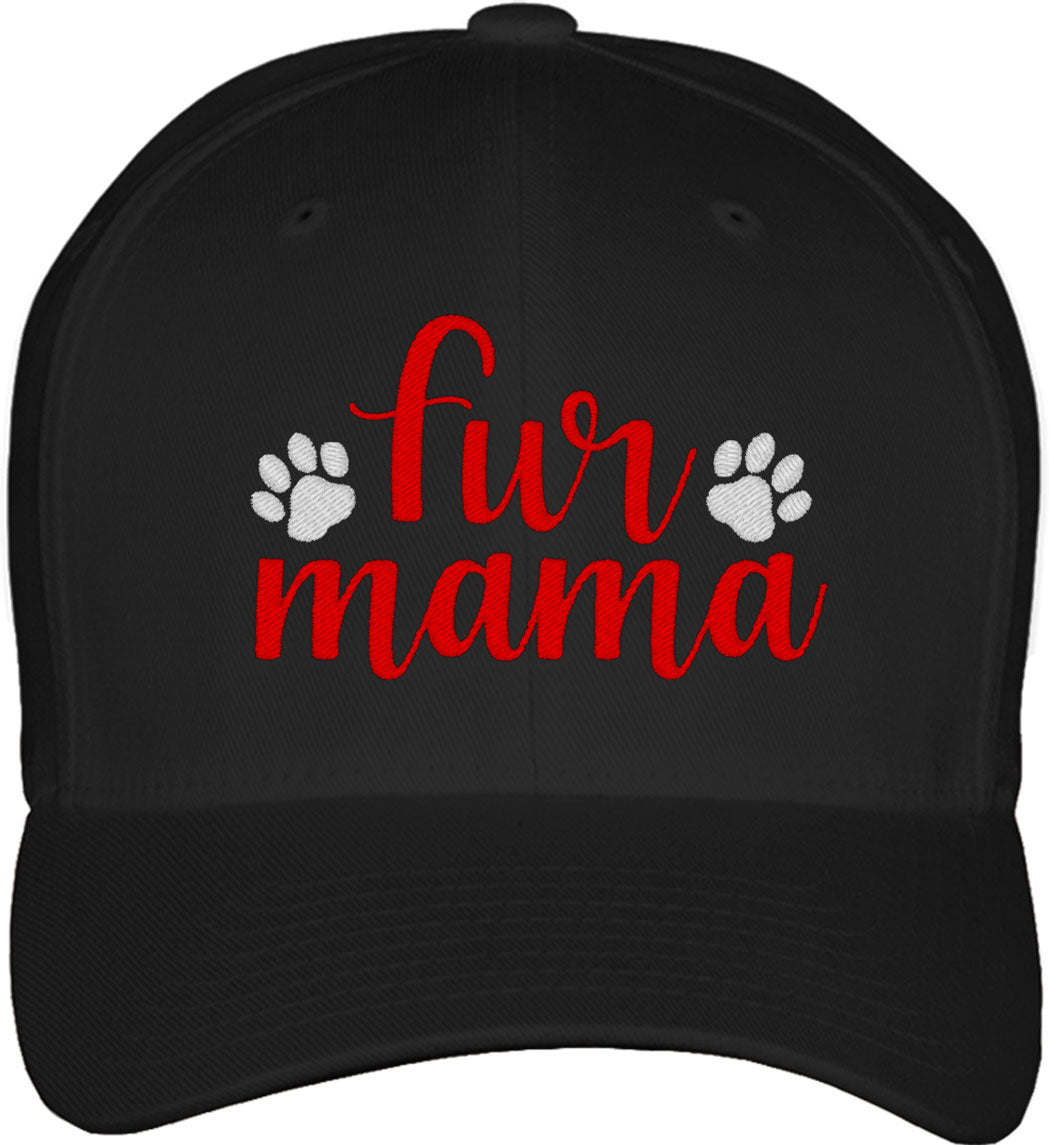 Fur Mama Dog Paw Print Fitted Baseball Cap