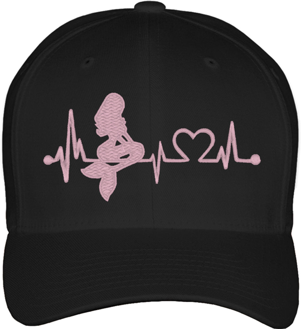 Mermaid Heartbeat Lifeline Fitted Baseball Cap