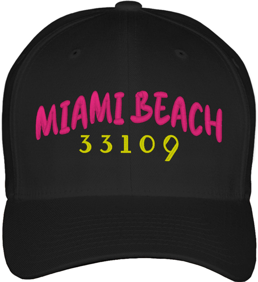 Miami Beach 33109 Fitted Baseball Cap