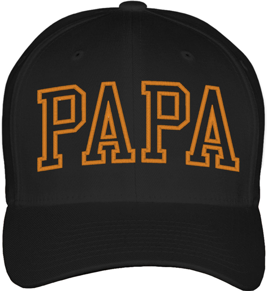 Papa Outline Typography Fitted Baseball Cap