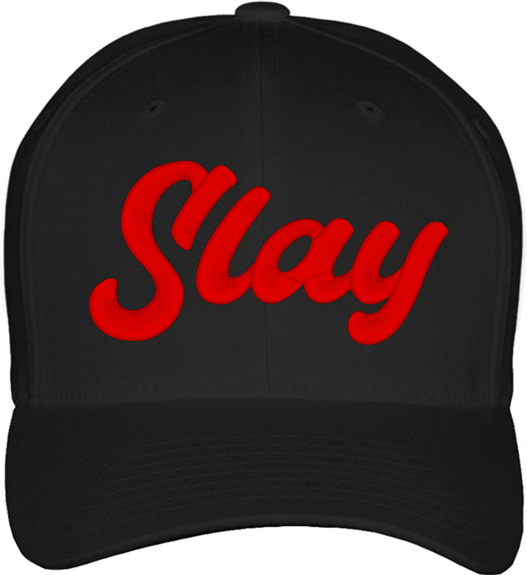Slay Typography Fitted Baseball Cap