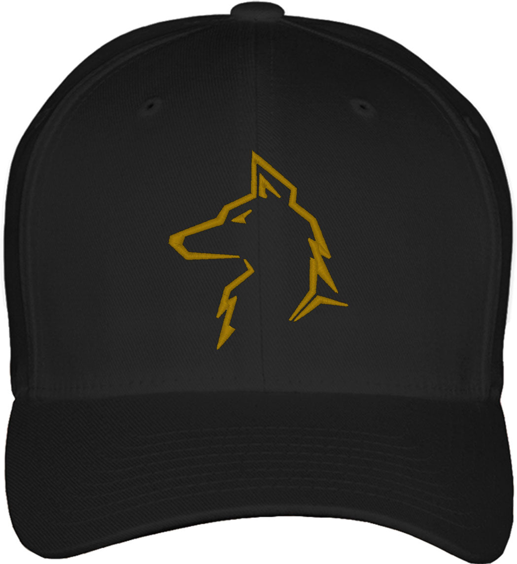 Wolf Silhouette Fitted Baseball Cap