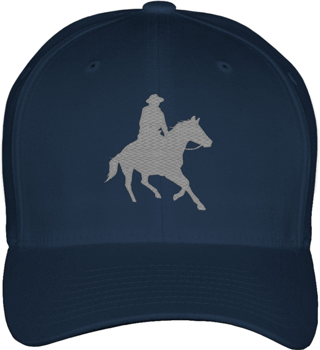 Cowboy And Horse Silhouette Fitted Baseball Cap