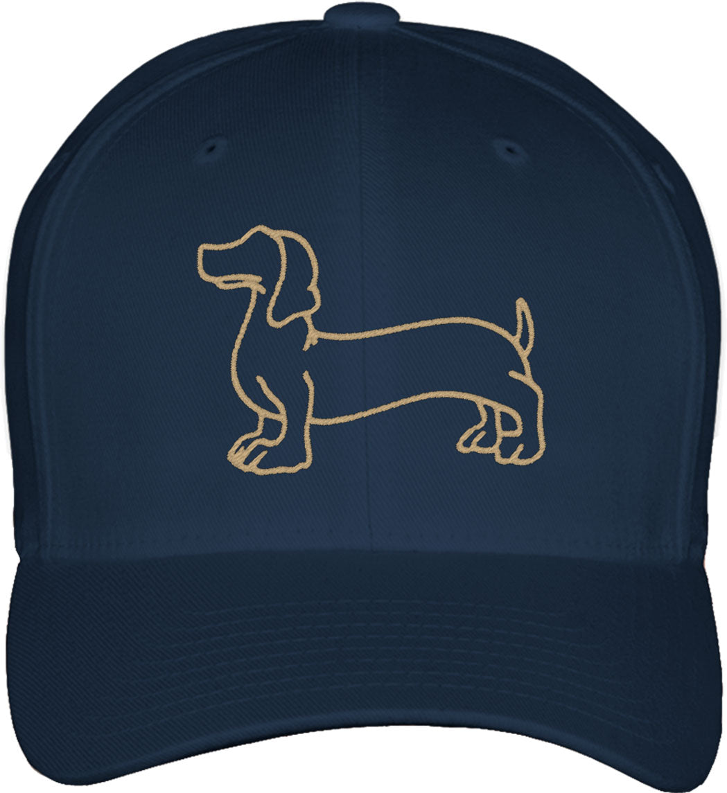 Dachshund Dog Outline Fitted Baseball Cap
