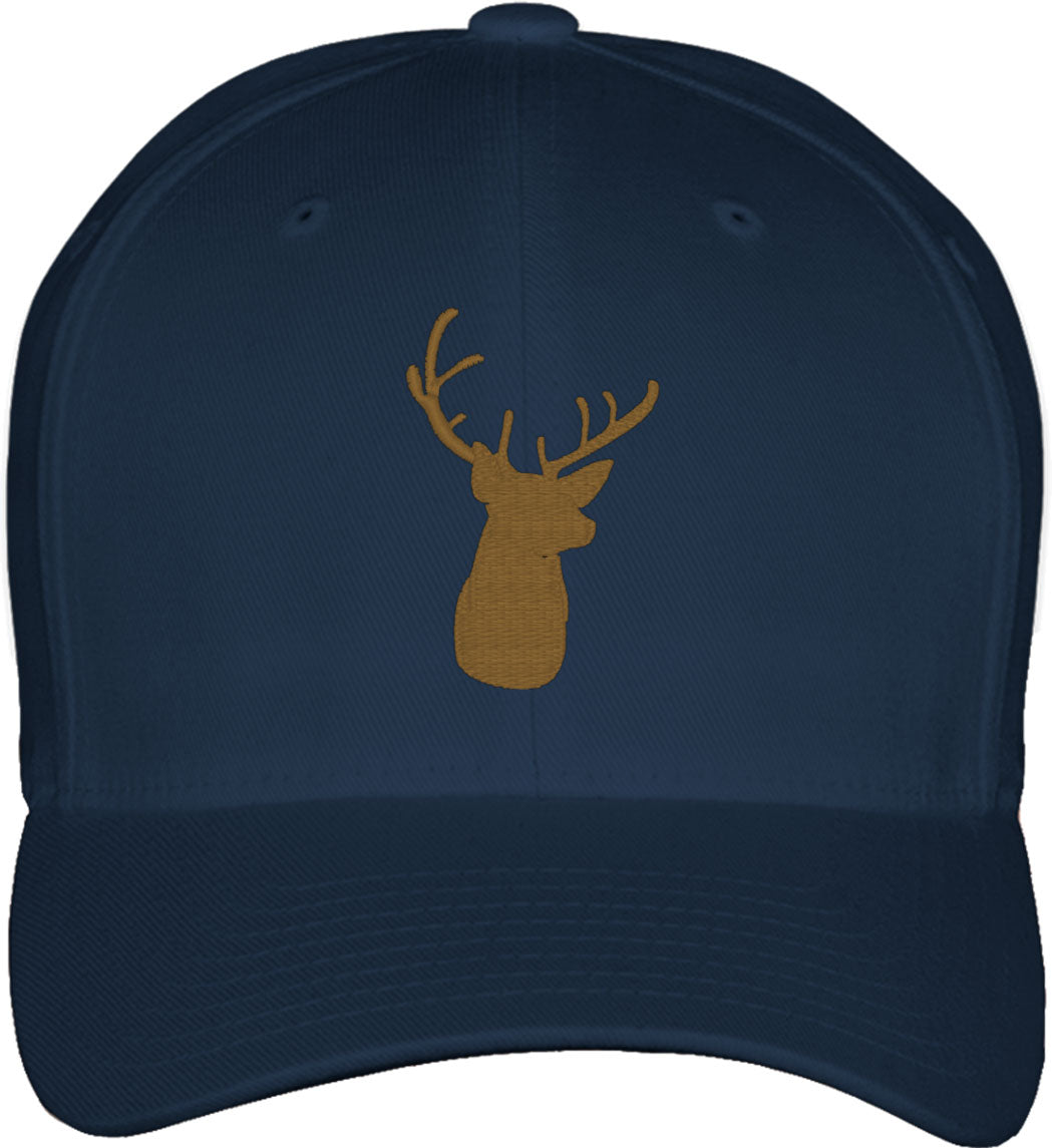 Deer Head Silhouette Fitted Baseball Cap