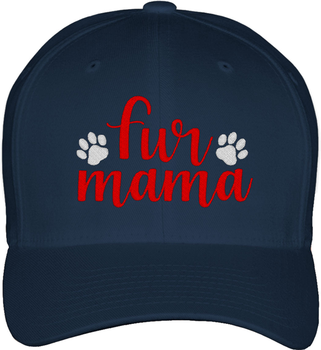Fur Mama Dog Paw Print Fitted Baseball Cap