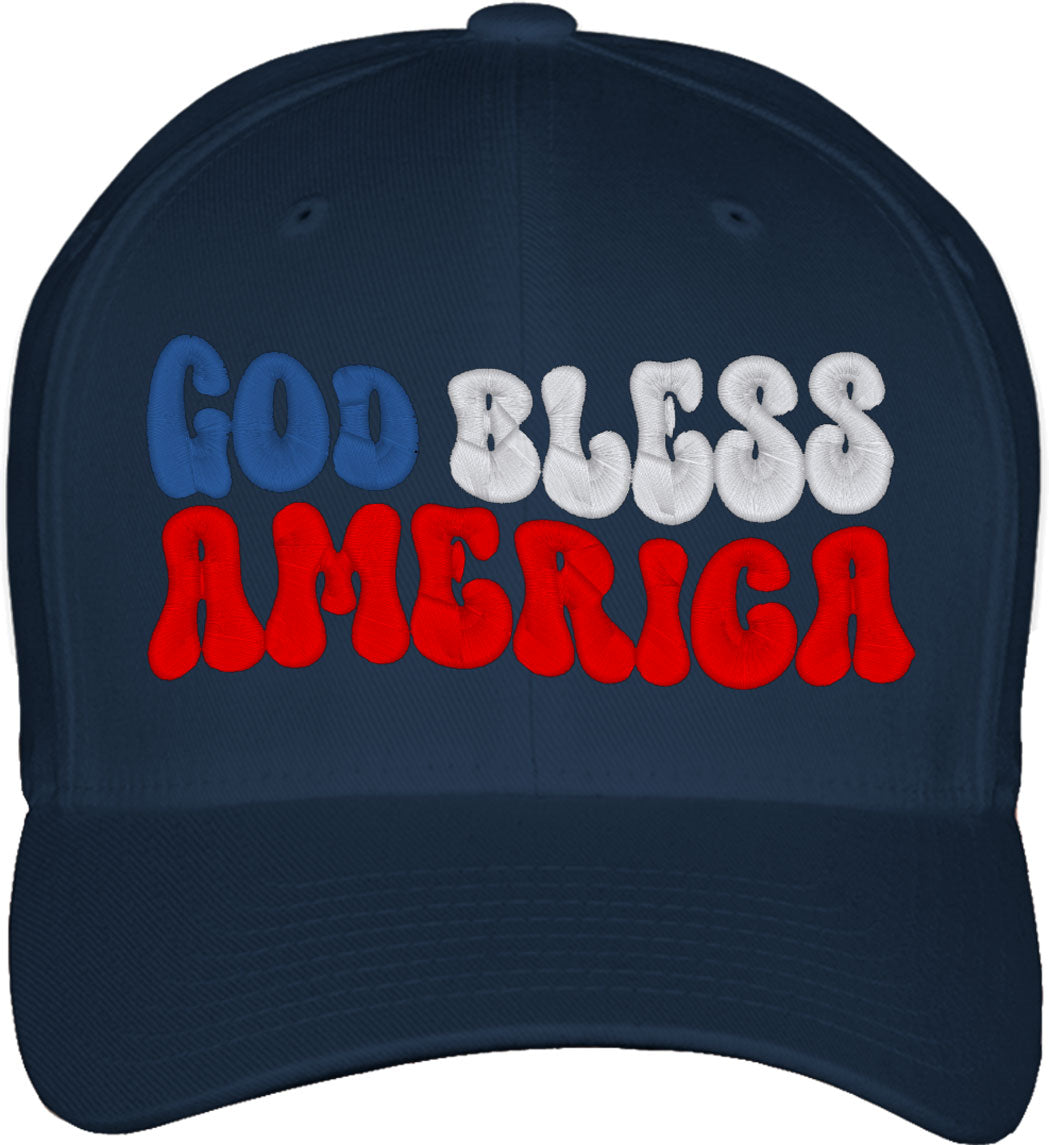 God Bless America Independence Day Fitted Baseball Cap