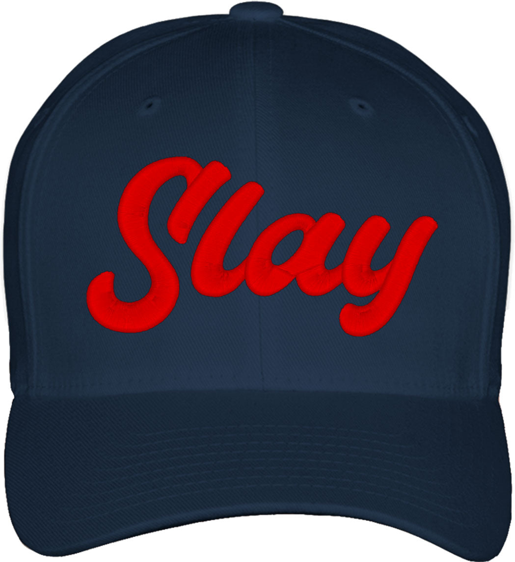 Slay Typography Fitted Baseball Cap