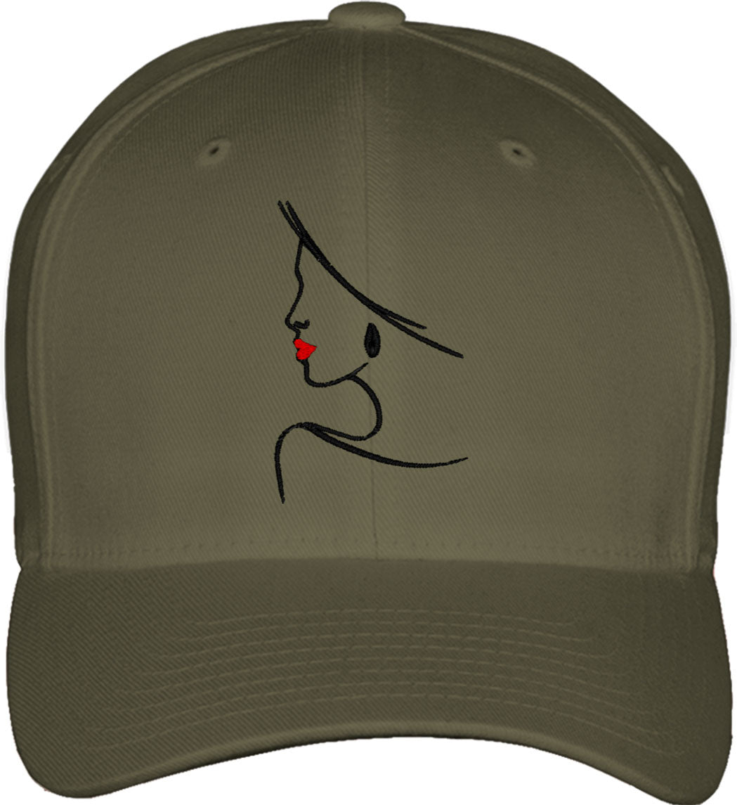 Beautiful Woman Drawing Fitted Baseball Cap