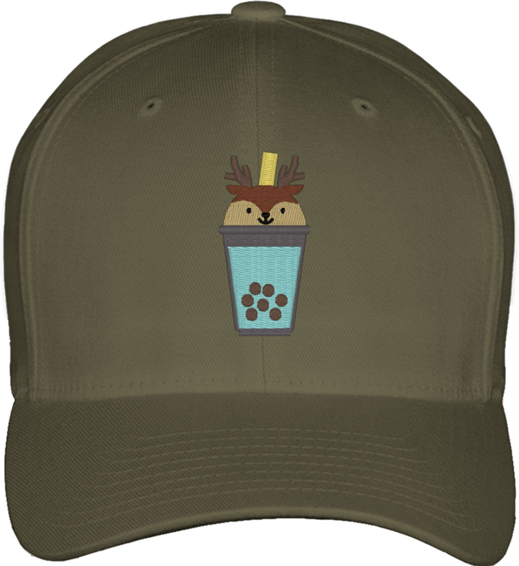 Cute Bobatea Deer Fitted Baseball Cap