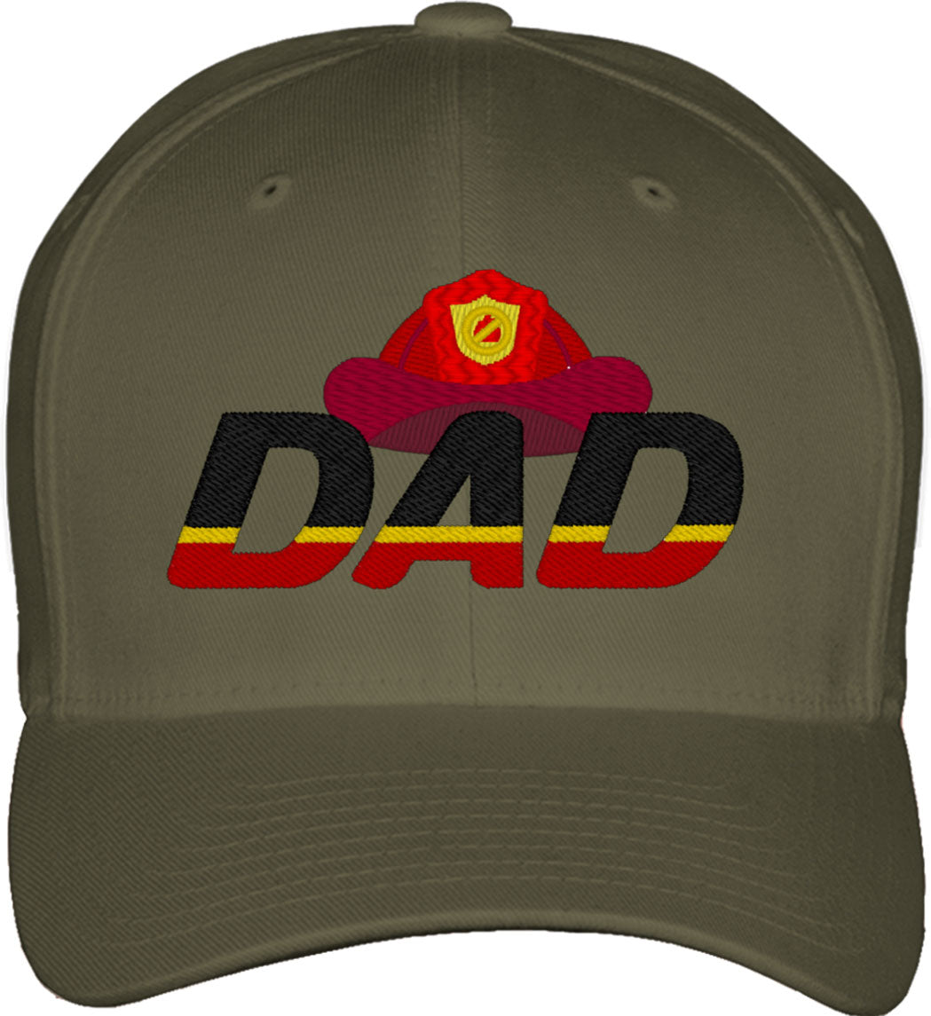 Firefighter Fireman Dad Father's Day Fitted Baseball Cap