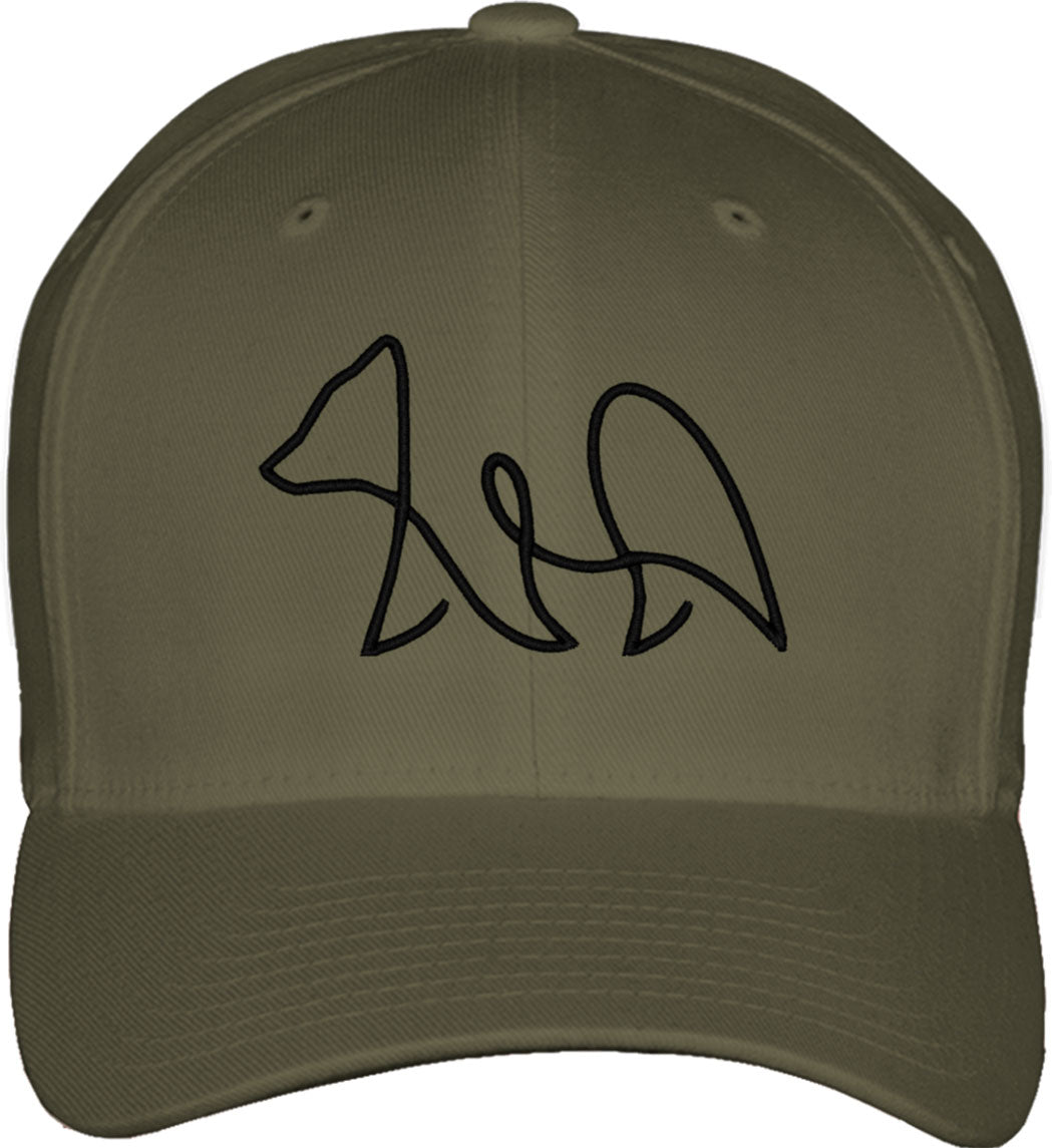One Line Bear Drawing Fitted Baseball Cap