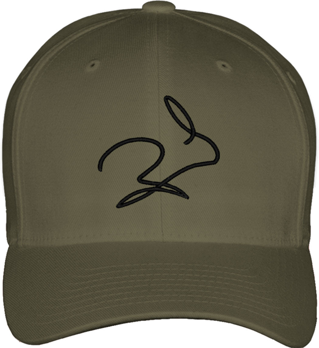 One Line Rabbit Bunny Drawing Fitted Baseball Cap