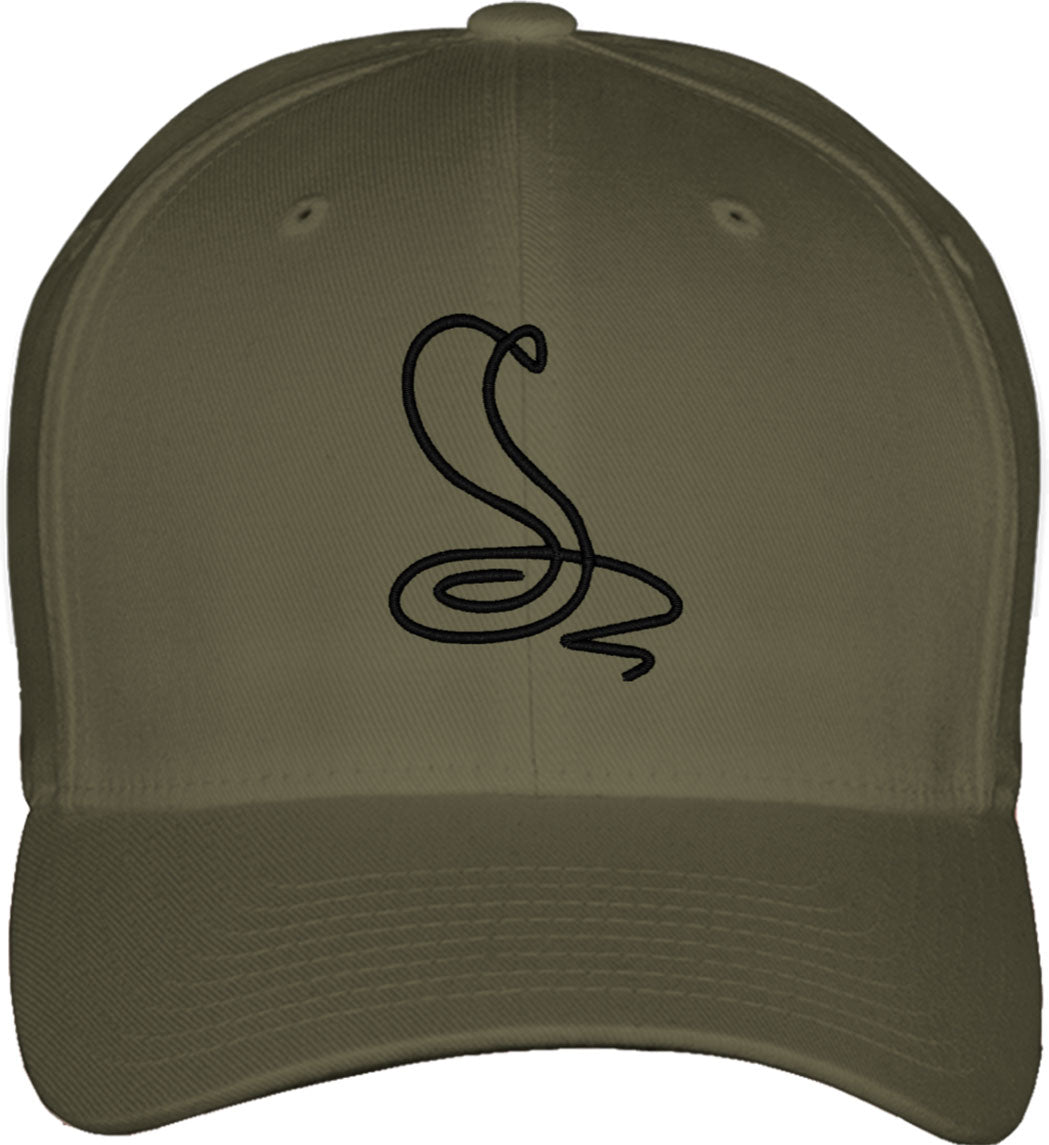 One Line Cobra Drawing Fitted Baseball Cap