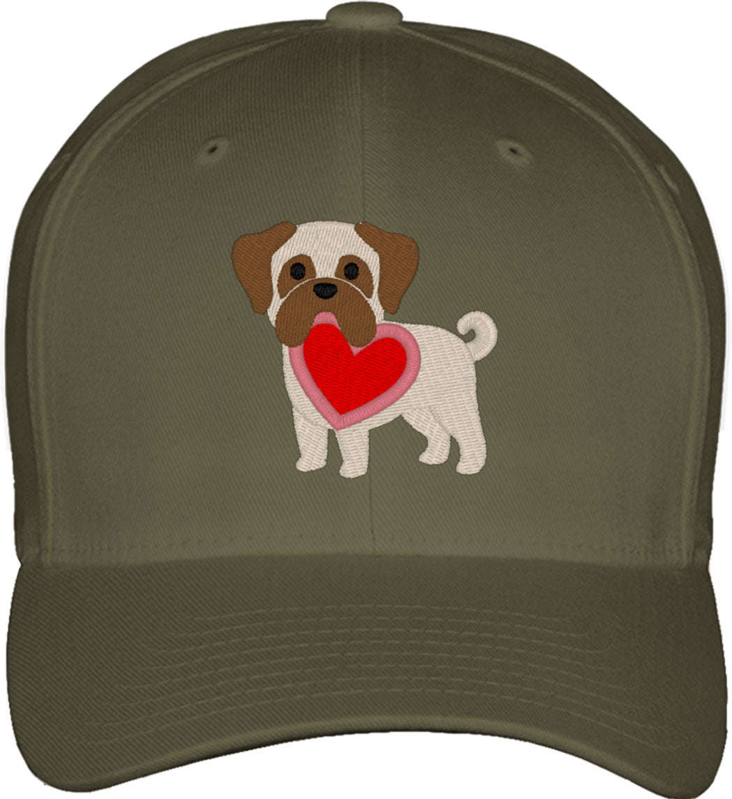 Pug Puppy Dog Love Fitted Baseball Cap