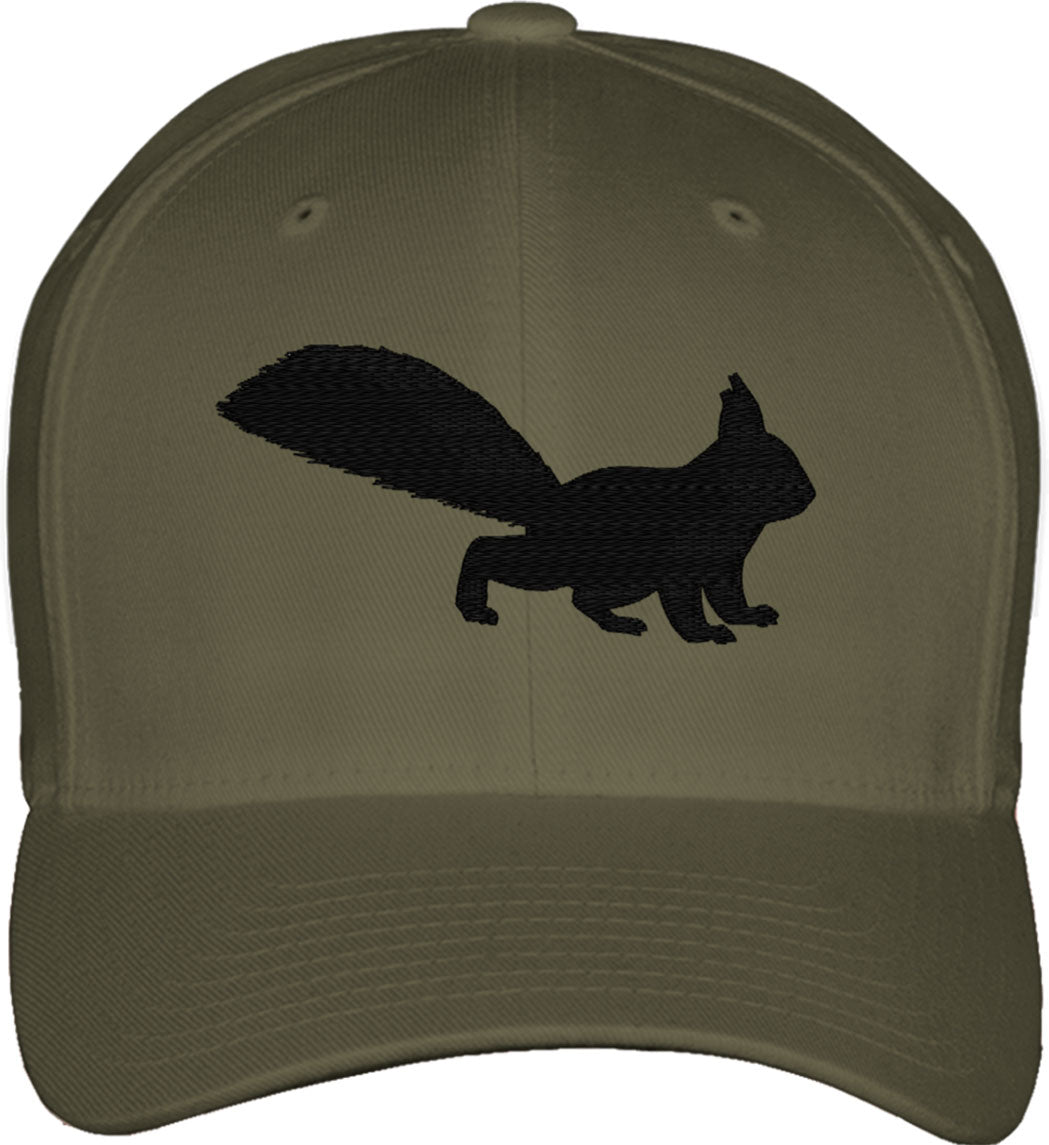 Squirrel Silhouette Fitted Baseball Cap