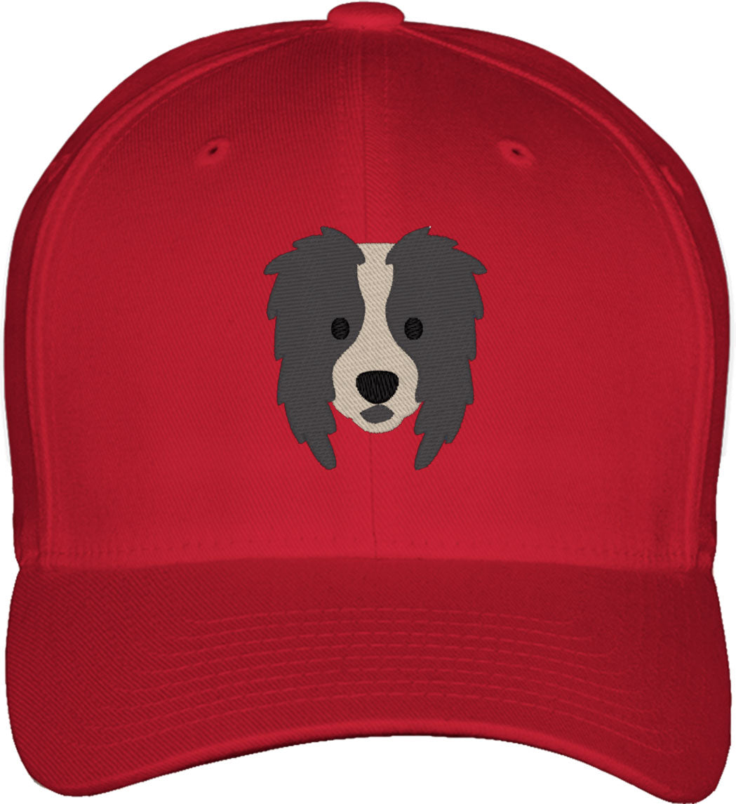Border Collie Dog Face Fitted Baseball Cap