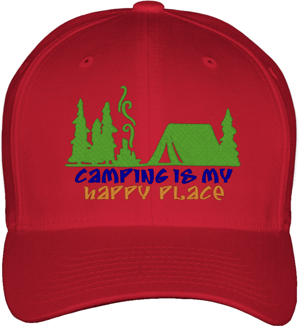 Camping Is My Happy Place Fitted Baseball Cap