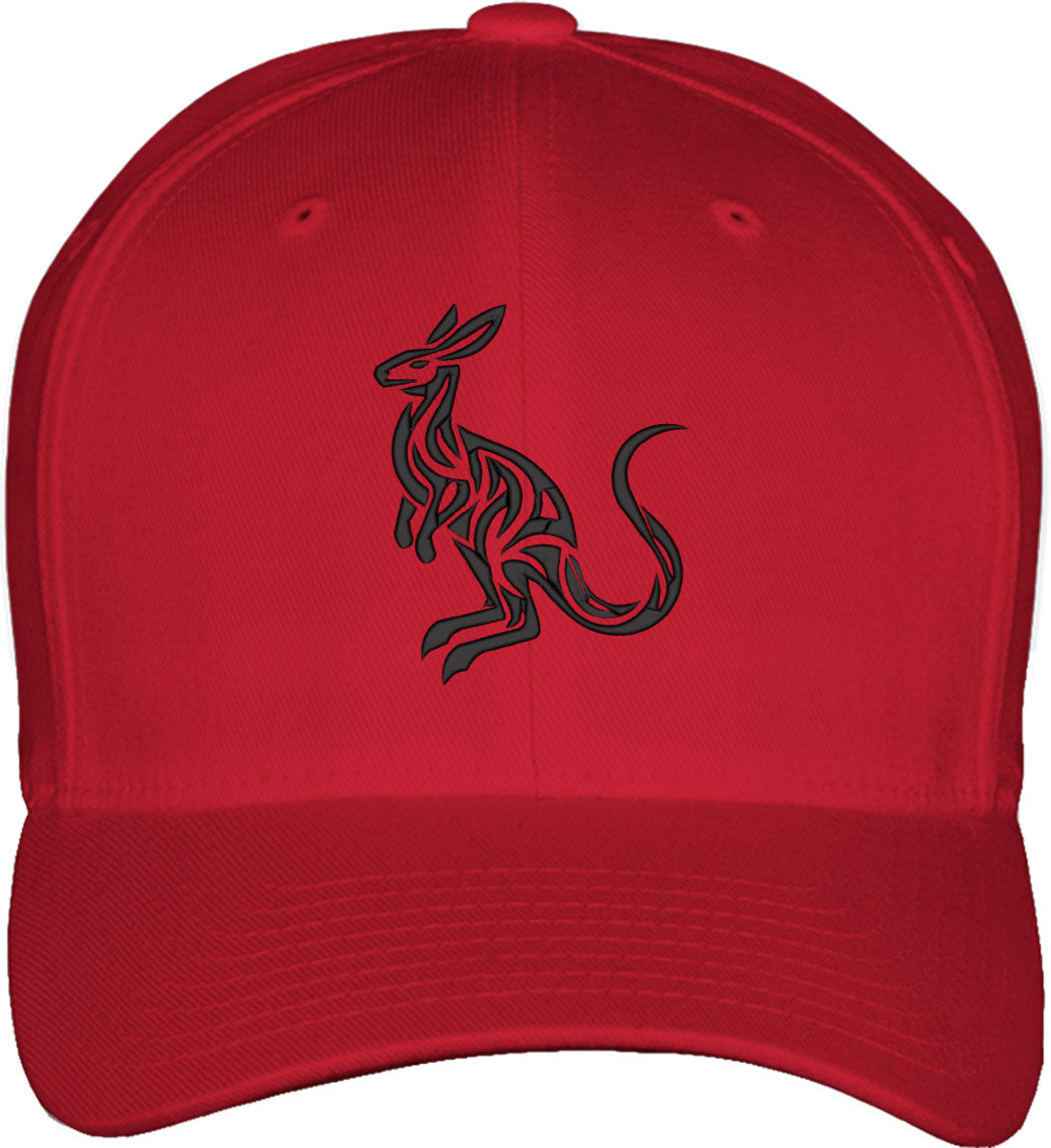 Kangaroo Silhouette Fitted Baseball Cap