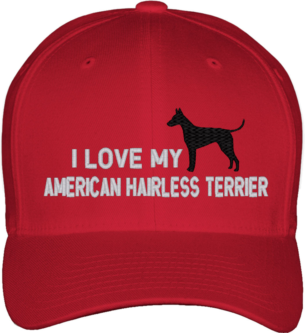 I Love My American Hairless Terrier Dog Fitted Baseball Cap