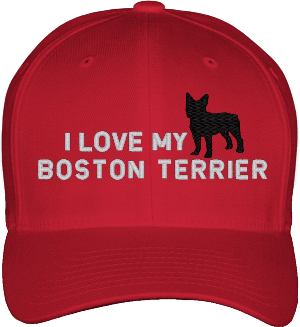 I Love My Boston Terrier Dog Fitted Baseball Cap