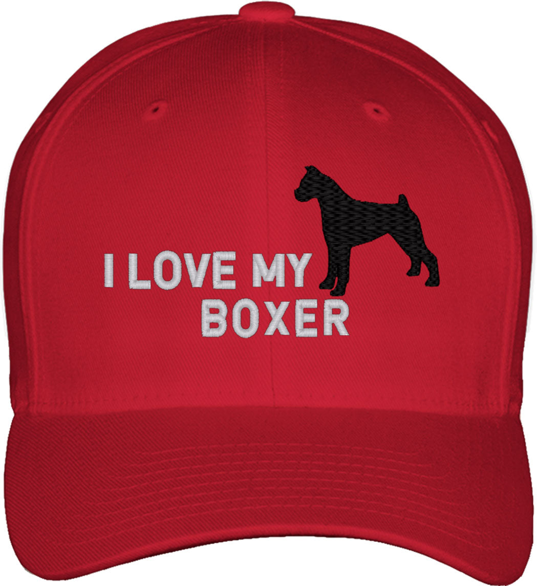 I Love My Boxer Dog Fitted Baseball Cap