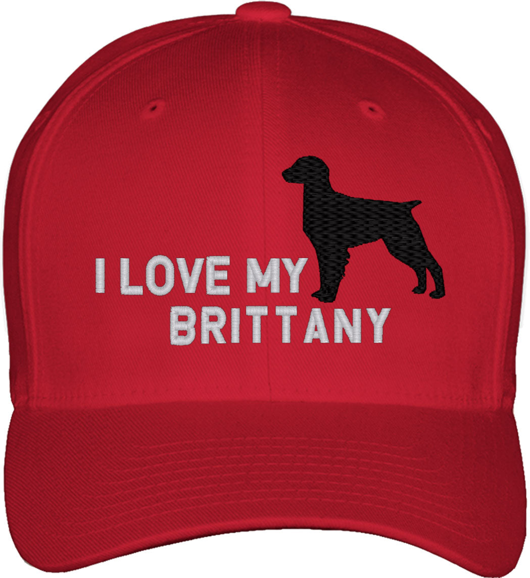 I Love My Brittany Dog Fitted Baseball Cap