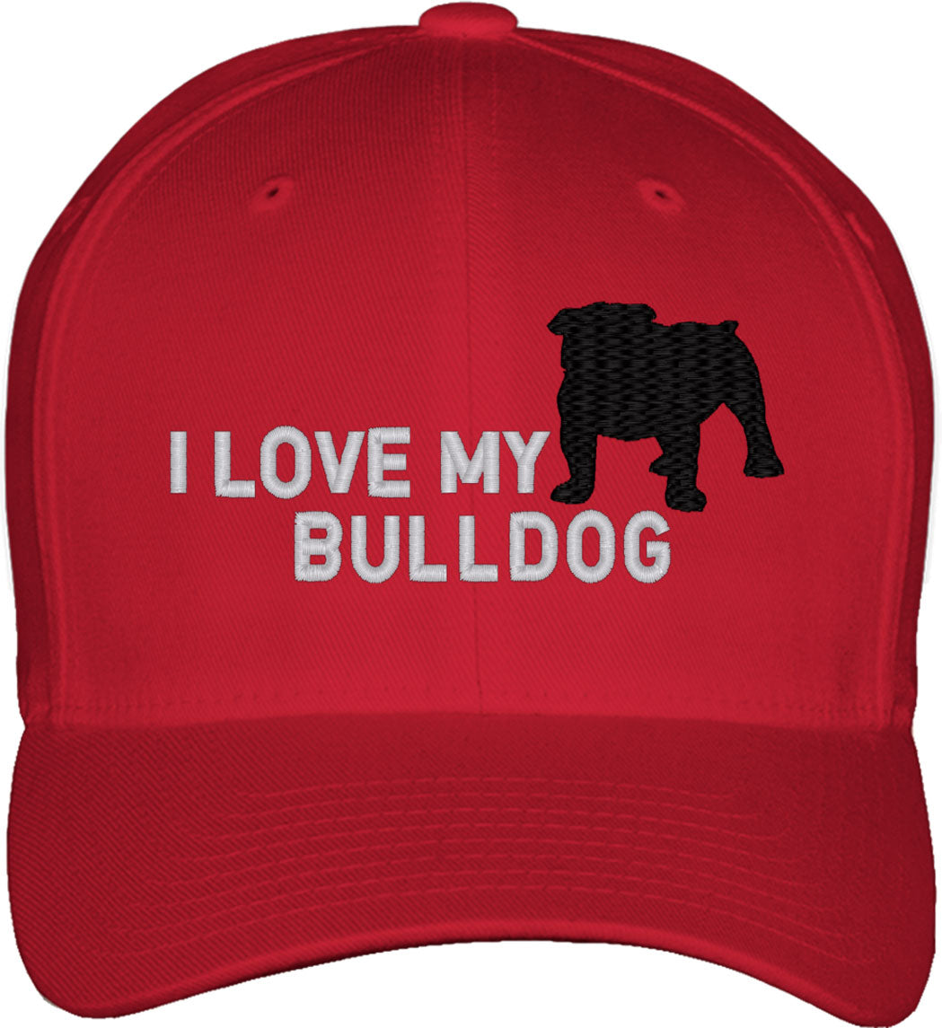 I Love My Bulldog Fitted Baseball Cap