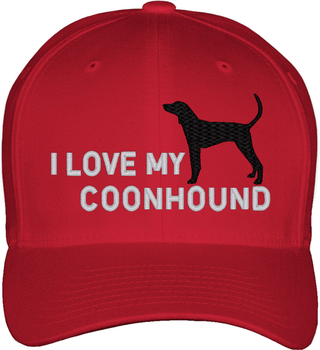 I Love My Coonhound Dog Fitted Baseball Cap