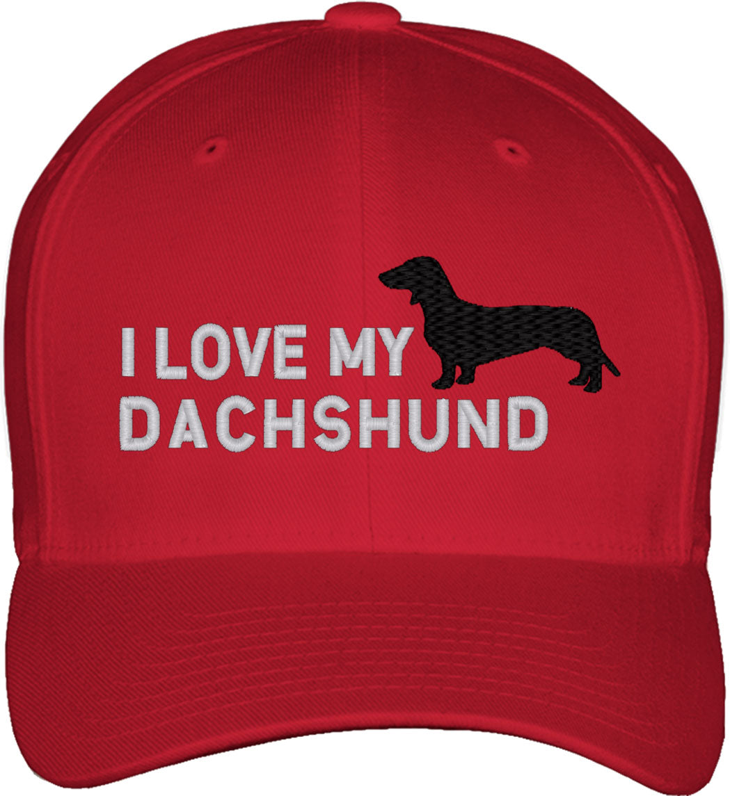 I Love My Dachshund Dog Fitted Baseball Cap