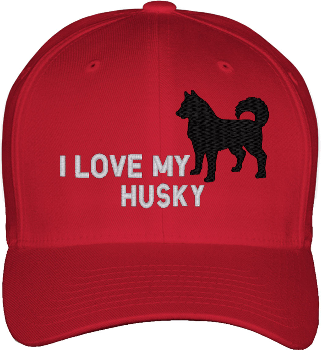 I Love My Husky Dog Fitted Baseball Cap