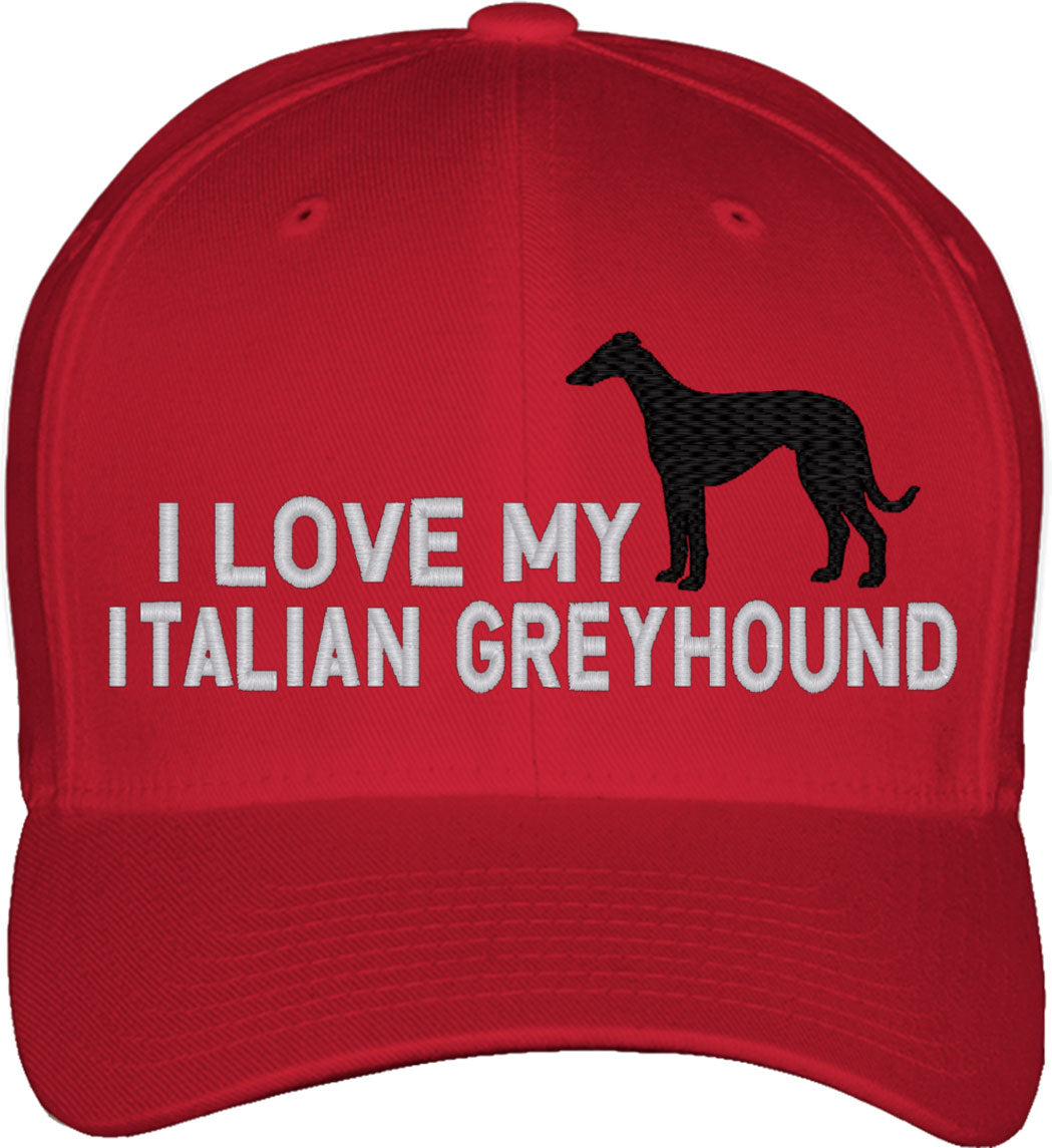 I Love My Italian Greyhound Dog Fitted Baseball Cap