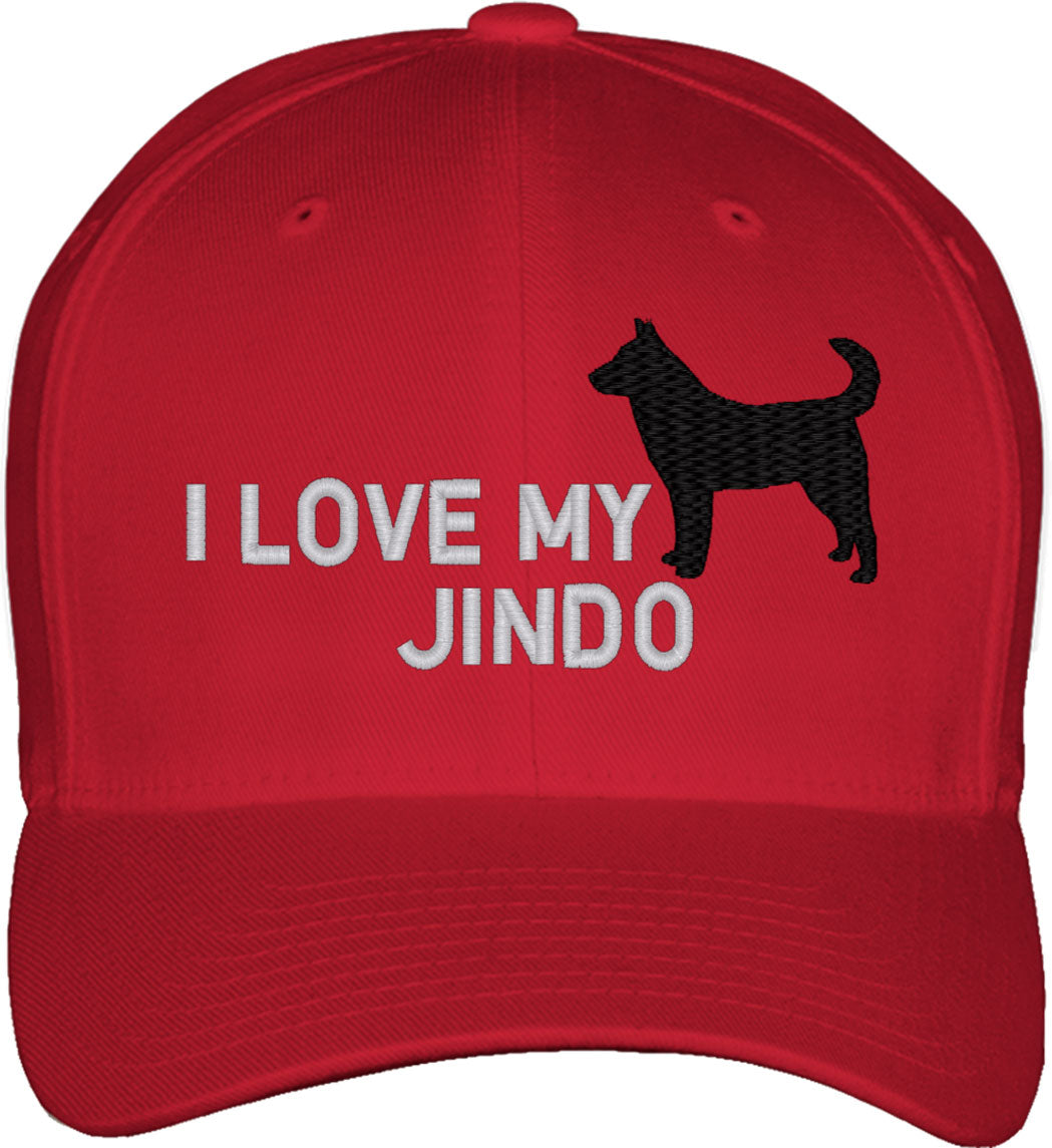 I Love My Jindo Dog Fitted Baseball Cap