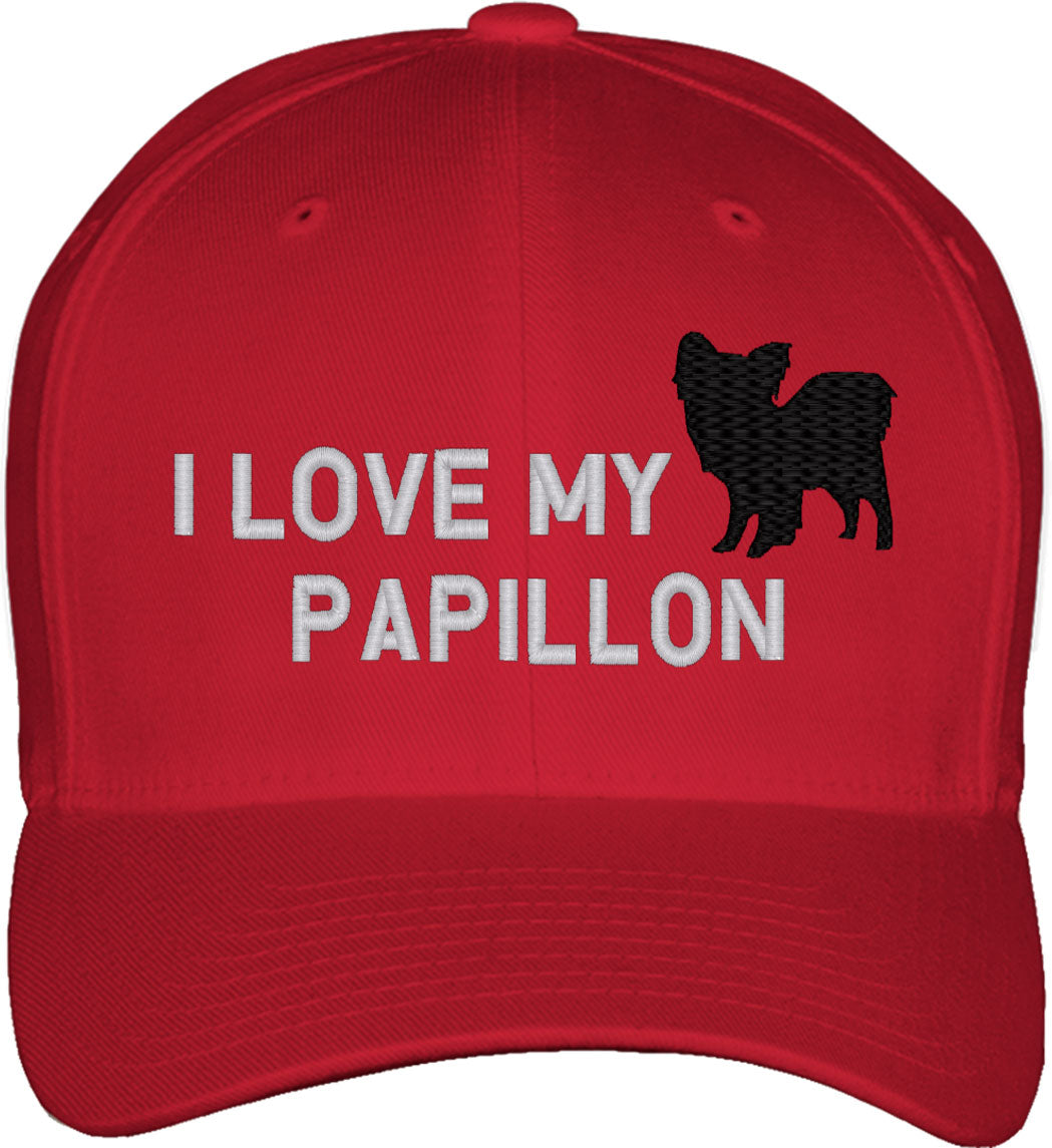 I Love My Papillon Dog Fitted Baseball Cap