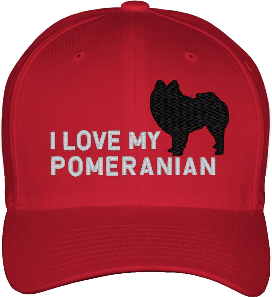 I Love My Pomeranian Dog Fitted Baseball Cap