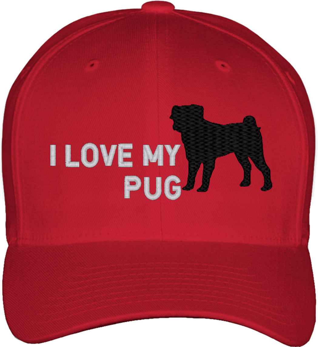 I Love My Pug Dog Fitted Baseball Cap