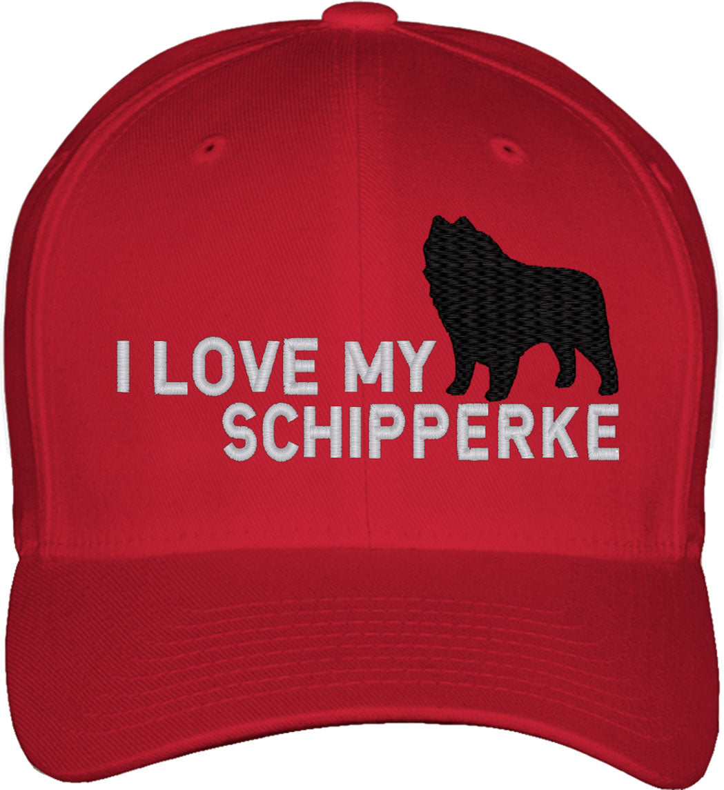I Love My Schipperke Dog Fitted Baseball Cap