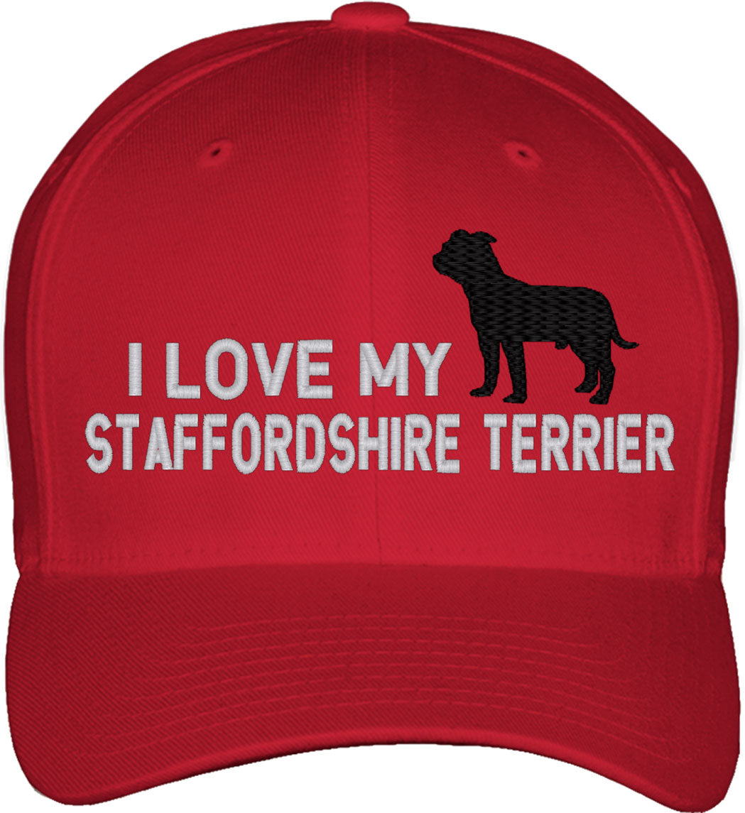 I Love My Staffordshire Terrier Dog Fitted Baseball Cap