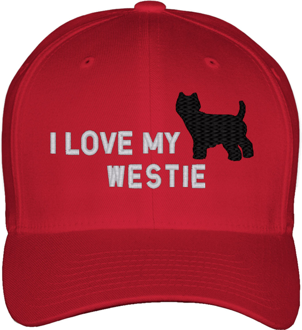 I Love My Westie Dog Fitted Baseball Cap