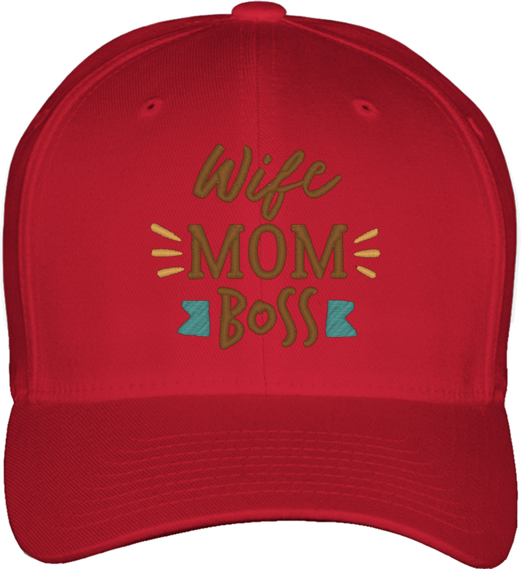 Wife Mom Boss Mother's Day Fitted Baseball Cap