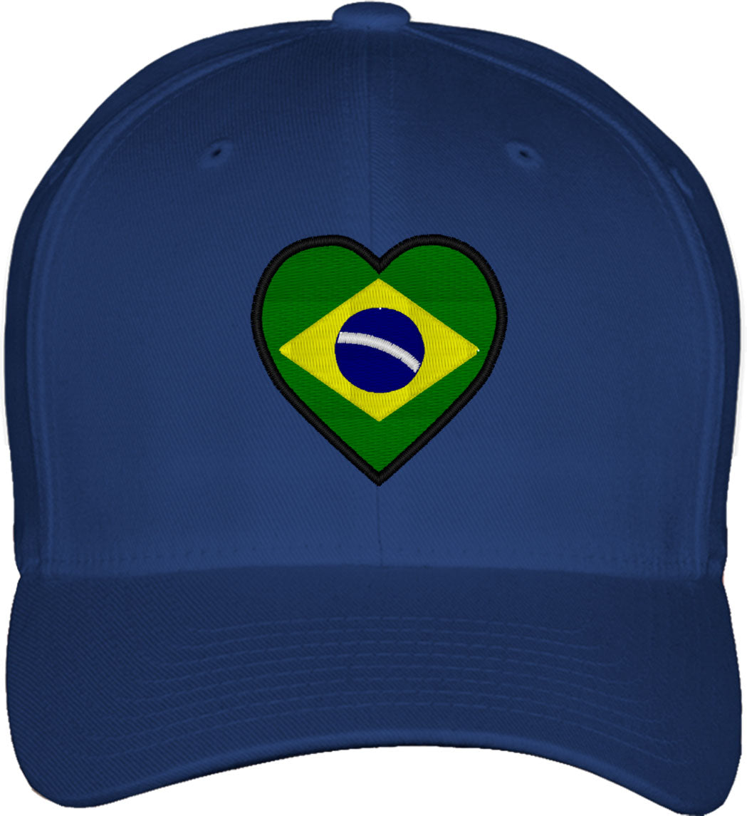 Brazil Heart Fitted Baseball Cap