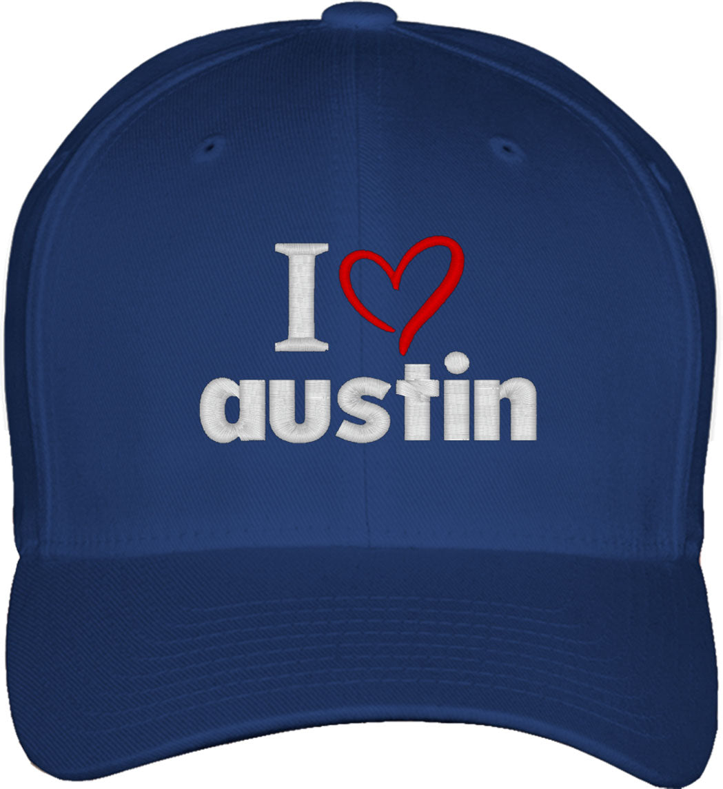 I Love Austin Fitted Baseball Cap