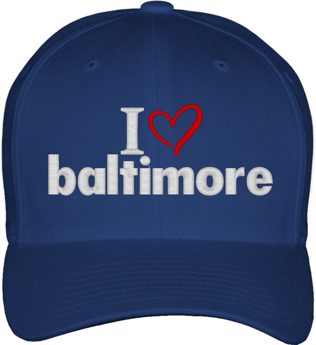 I Love Baltimore Fitted Baseball Cap