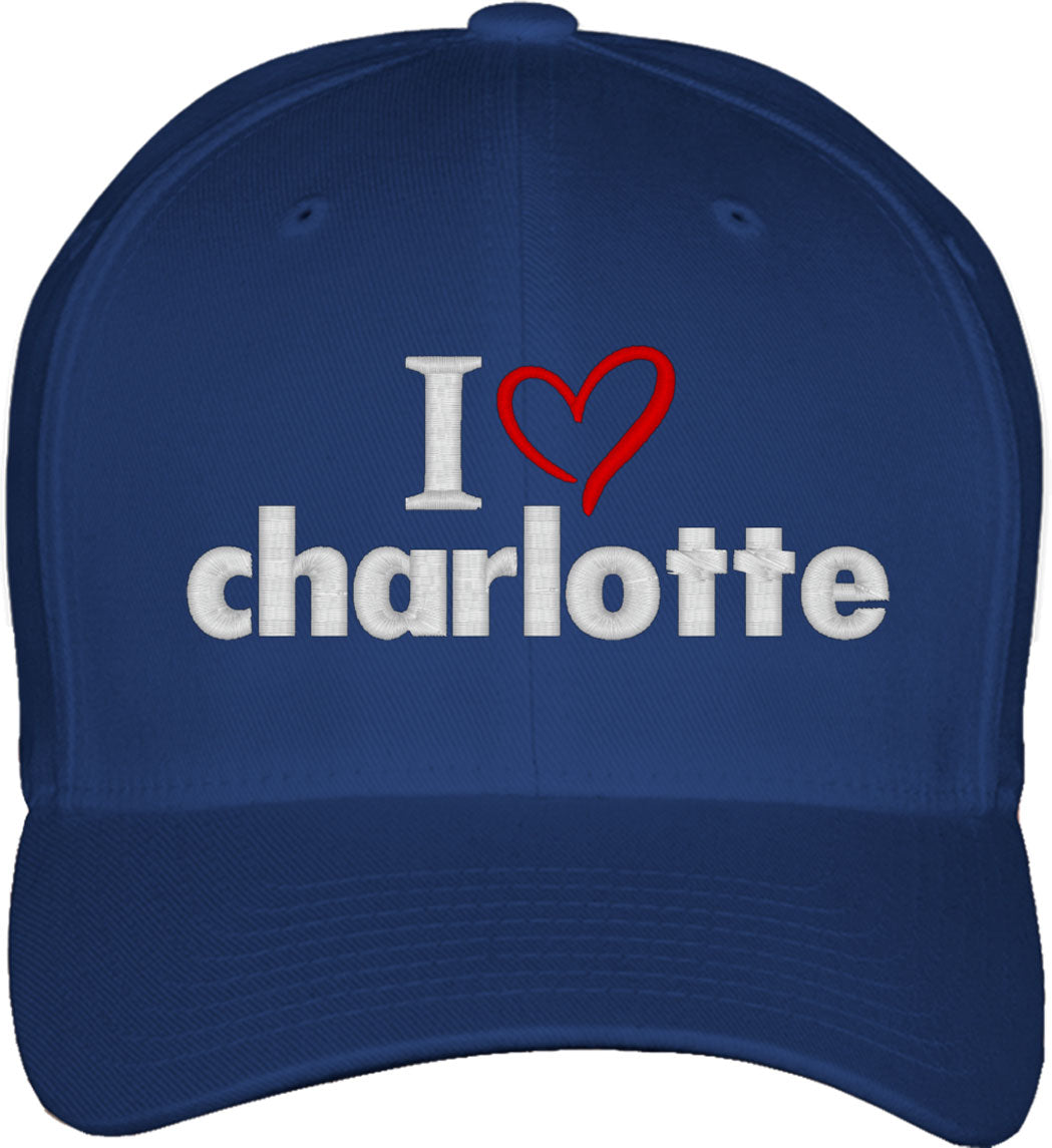 I Love Charlotte Fitted Baseball Cap